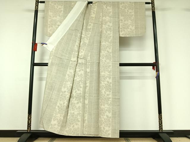平和屋着物▽本場結城紬 重要無形文化財 単衣 80亀甲 花間道 正絹 逸品 AABG8658jh