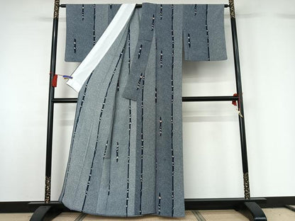 平和屋着物▽上質な小紋 単衣 宝尽くし文 正絹 逸品 AABG8662jh