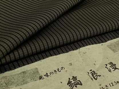 平和屋着物▽お召 単衣 縞浪漫 反端付き 正絹 逸品 AABG8663jh