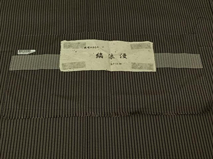 平和屋着物▽お召 単衣 縞浪漫 反端付き 正絹 逸品 AABG8663jh