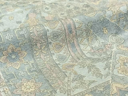 平和屋着物▽上質な小紋 単衣 手描き 正倉院花文 正絹 逸品 AABG8664jh