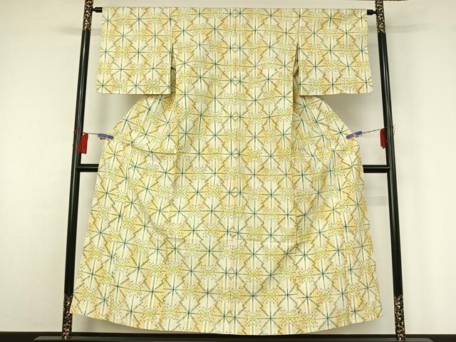 平和屋着物▽上質な紬 単衣 松皮菱文 正絹 逸品 AABG8665jh