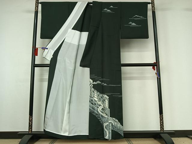平和屋着物▽訪問着 単衣 風景文 そごう百貨店扱い 正絹 逸品 AABG8666jh
