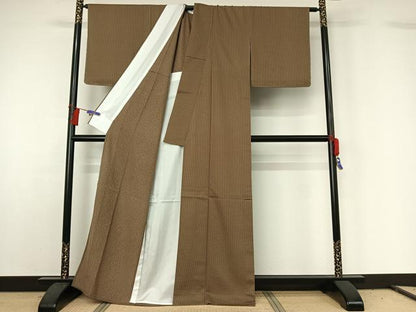 平和屋着物▽上質な小紋 単衣 格子 正絹 逸品 AABG8668jh