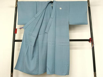 平和屋着物▽男性 色紋付 単衣 霞文 暈し染め 正絹 逸品 AABG8669jh