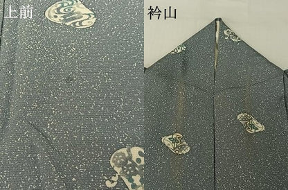 平和屋着物▽上質な小紋 単衣 流水花文 正絹 逸品 AABG8674jh