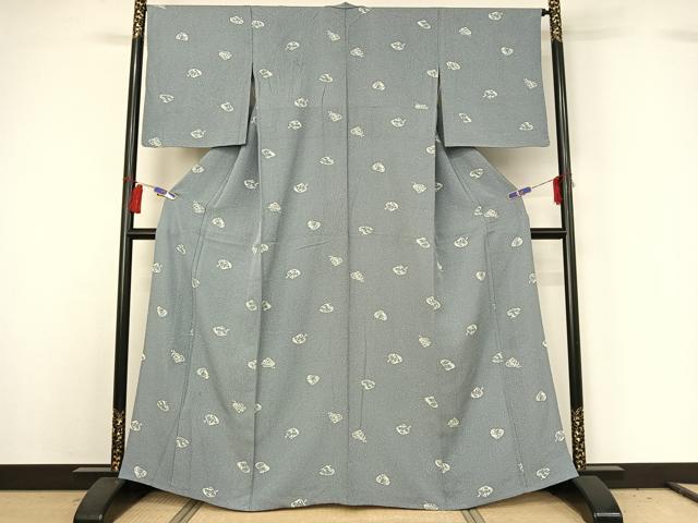 平和屋着物▽上質な小紋 単衣 流水花文 正絹 逸品 AABG8674jh