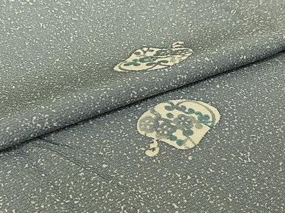 平和屋着物▽上質な小紋 単衣 流水花文 正絹 逸品 AABG8674jh