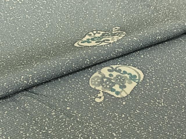 平和屋着物▽上質な小紋 単衣 流水花文 正絹 逸品 AABG8674jh
