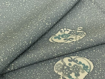 平和屋着物▽上質な小紋 単衣 流水花文 正絹 逸品 AABG8674jh