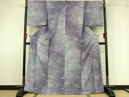 平和屋着物▽吉乃一廉　幻の辻が花　小紋　単衣　霞文　暈し染め　銀通し地　正絹　逸品　AABG8676jh
