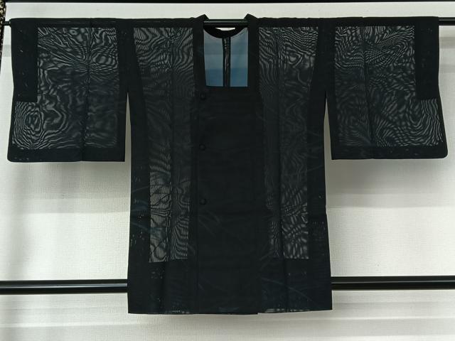 平和屋着物▽道行コート スリーシーズン 春夏秋 塵除け 笹竹文 正絹 逸品 AABG8680jh