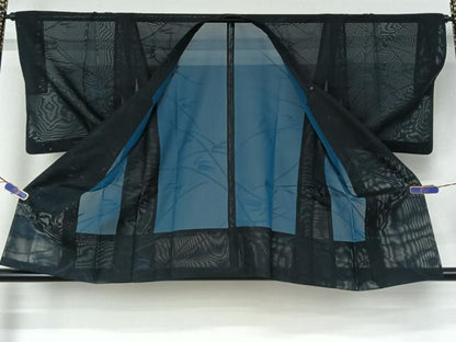 平和屋着物▽道行コート スリーシーズン 春夏秋 塵除け 笹竹文 正絹 逸品 AABG8680jh