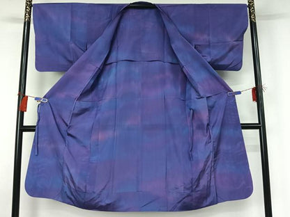 平和屋着物▽道行コート スリーシーズン 春夏秋 塵除け 霞文 暈し染め ロング丈 正絹 逸品 AABG8681jh