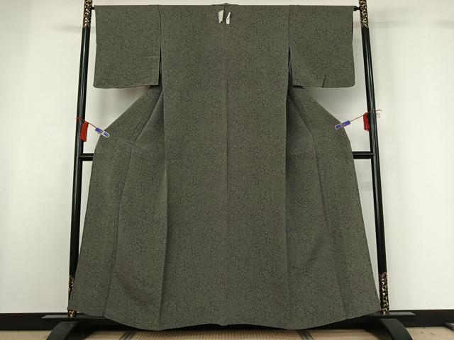 平和屋着物▽上質な小紋 単衣 天目文様 鬼しぼ縮緬 正絹 逸品 未使用 AABG8685jh