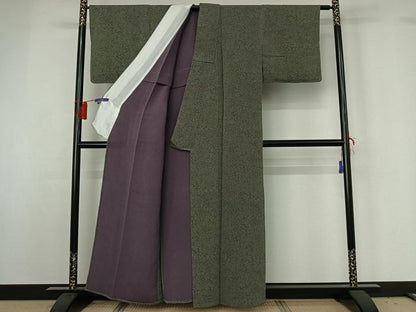 平和屋着物▽上質な小紋 単衣 天目文様 鬼しぼ縮緬 正絹 逸品 未使用 AABG8685jh