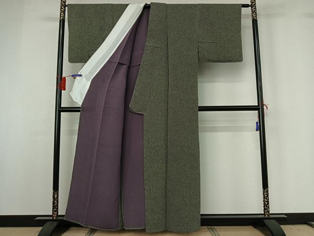平和屋着物▽上質な小紋 単衣 天目文様 鬼しぼ縮緬 正絹 逸品 未使用 AABG8685jh