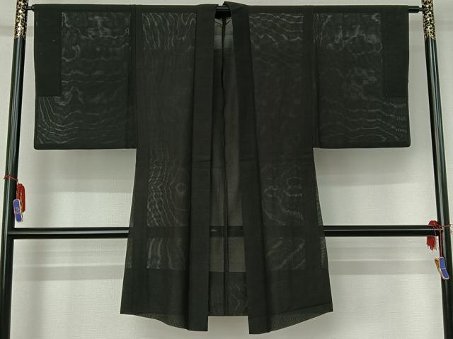 平和屋着物▽男性 羽織 スリーシーズン 春夏秋 塵除け 黒色 正絹 逸品 AABG8689jh