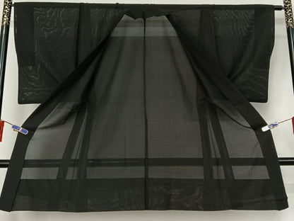 平和屋着物▽男性 羽織 スリーシーズン 春夏秋 塵除け 黒色 正絹 逸品 AABG8689jh