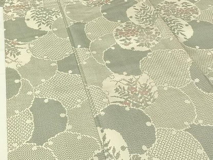 平和屋着物▽上質な紬 単衣 雪輪花文 正絹 逸品 AABG8690jh