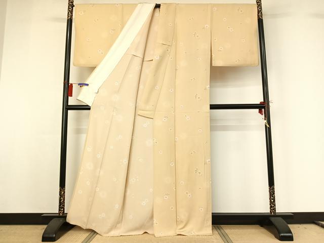 平和屋着物▽上質な小紋 単衣 舞花文 正絹 逸品 AABG8695jh