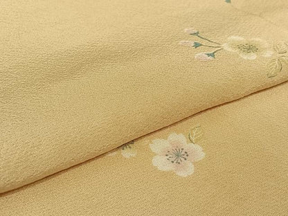 平和屋着物▽上質な小紋 単衣 舞花文 正絹 逸品 AABG8695jh