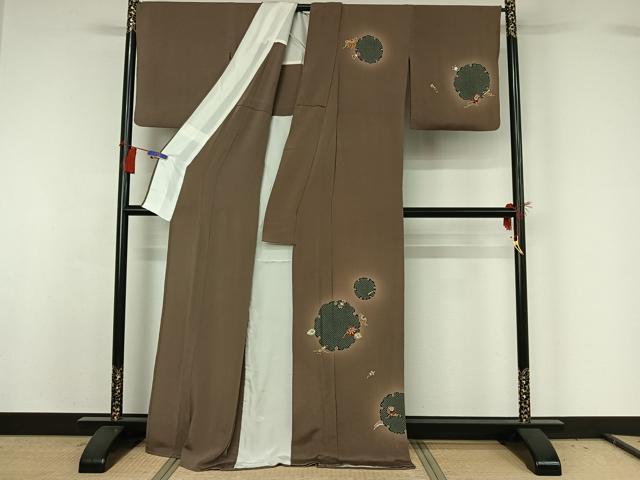 平和屋着物▽訪問着 単衣 友禅 雪輪宝尽くし文 金彩 正絹 逸品 AABG8696jh