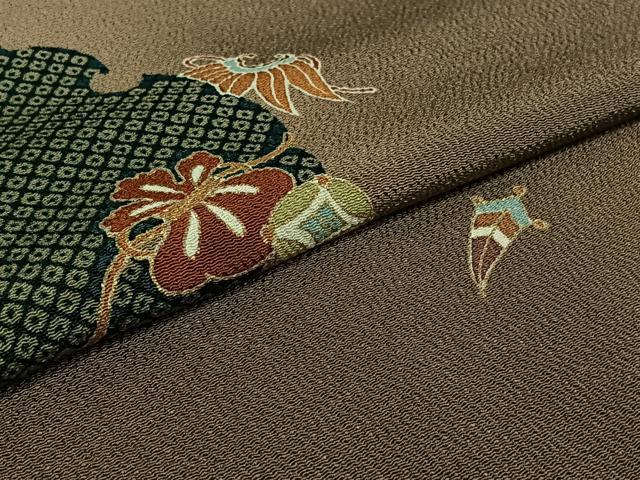 平和屋着物▽訪問着 単衣 友禅 雪輪宝尽くし文 金彩 正絹 逸品 AABG8696jh