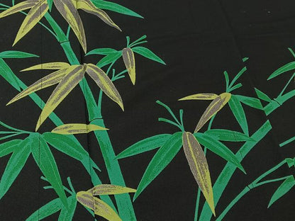 平和屋着物▽訪問着 単衣 片身替わり 笹竹文 福良雀 銀彩 洗える着物 AABG8697jh