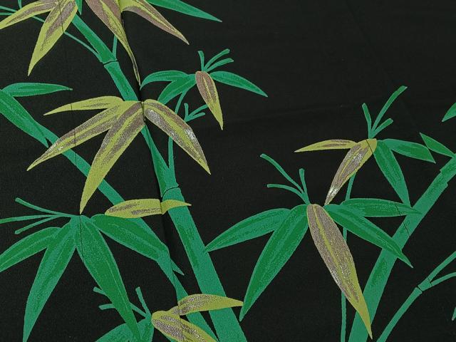 平和屋着物▽訪問着 単衣 片身替わり 笹竹文 福良雀 銀彩 洗える着物 AABG8702jh