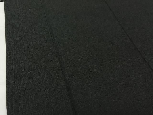 平和屋着物▽男性 紬 単衣 黒色 正絹 逸品 AABG8708jh