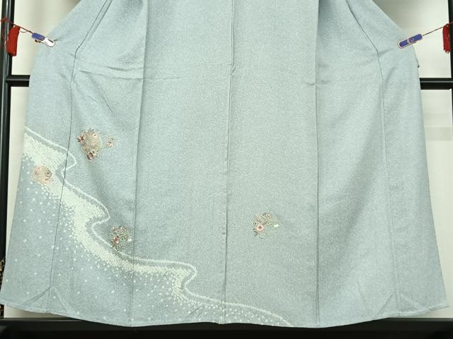 平和屋着物▽訪問着 単衣 中国三大刺繍 汕頭刺繍 スワトウ刺繍 絞り 花丸文 金糸 正絹 逸品 AABG8711jh