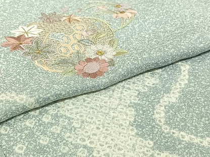平和屋着物▽訪問着 単衣 中国三大刺繍 汕頭刺繍 スワトウ刺繍 絞り 花丸文 金糸 正絹 逸品 AABG8711jh