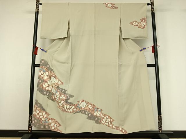 平和屋着物▽訪問着 単衣 絞り 辻が花 正絹 逸品 AABG8712jh