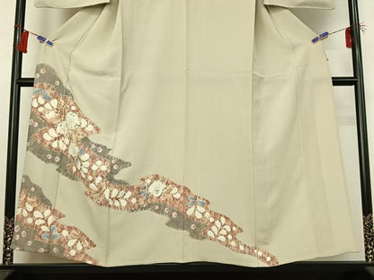 平和屋着物▽訪問着 単衣 絞り 辻が花 正絹 逸品 AABG8712jh
