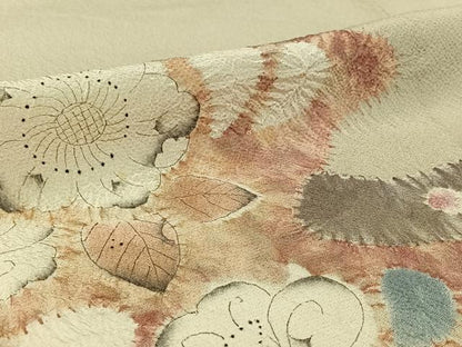 平和屋着物▽訪問着 単衣 絞り 辻が花 正絹 逸品 AABG8712jh