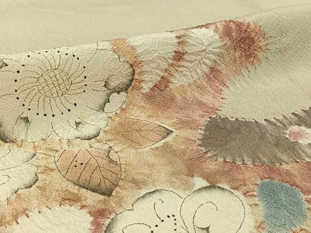 平和屋着物▽訪問着 単衣 絞り 辻が花 正絹 逸品 AABG8712jh