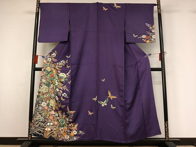 平和屋着物▽訪問着 単衣 花蝶文 正絹 逸品 AABG8715jh