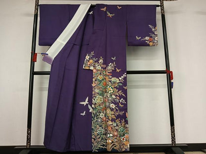 平和屋着物▽訪問着 単衣 花蝶文 正絹 逸品 AABG8715jh