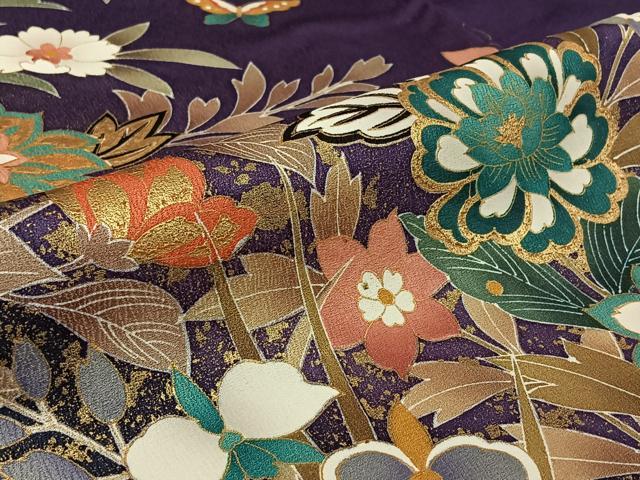 平和屋着物▽訪問着 単衣 花蝶文 正絹 逸品 AABG8715jh