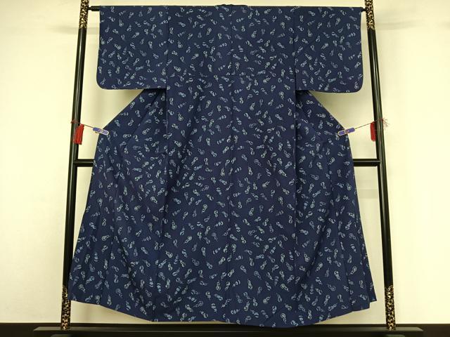 平和屋着物▽上質な小紋 単衣 瓢箪花文 正絹 逸品 AABG8716jh