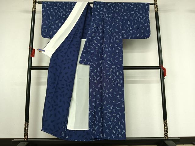 平和屋着物▽上質な小紋 単衣 瓢箪花文 正絹 逸品 AABG8716jh