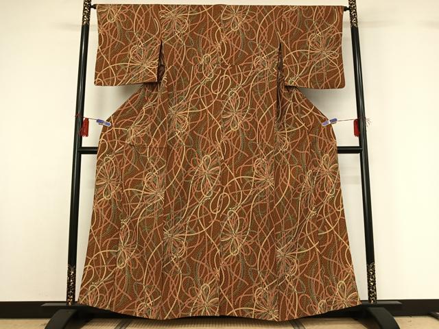 平和屋着物▽上質な小紋 単衣 結び紐文 正絹 逸品 AABG8721jh