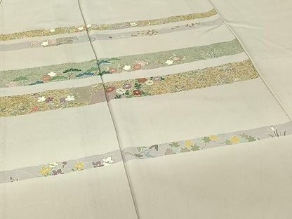平和屋着物▽訪問着 単衣 横段花文 暈し染め 金彩 正絹 逸品 AABG8723jh