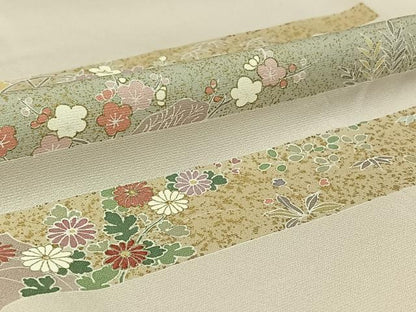 平和屋着物▽訪問着 単衣 横段花文 暈し染め 金彩 正絹 逸品 AABG8723jh
