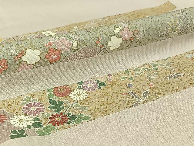 平和屋着物▽訪問着 単衣 横段花文 暈し染め 金彩 正絹 逸品 AABG8723jh