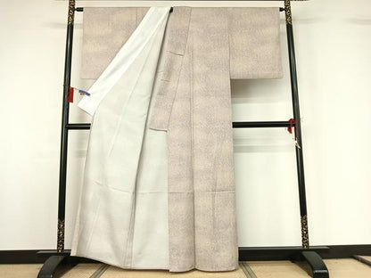 平和屋着物▽上質な小紋　単衣　花唐草文　暈し染め　正絹　逸品　AABG8724jh