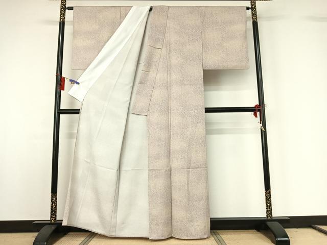平和屋着物▽上質な小紋　単衣　花唐草文　暈し染め　正絹　逸品　AABG8724jh