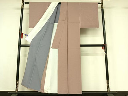 平和屋着物▽上質な色無地 単衣 薄柿色 正絹 逸品 AABG8725jh