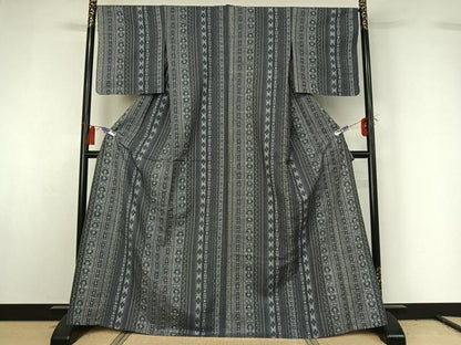 平和屋着物▽上質な紬 単衣 花間道 正絹 逸品 AABG8729jh